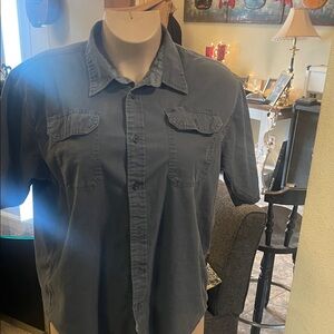 Wrangler Men's Dark Gray Casual Button Down Shirt